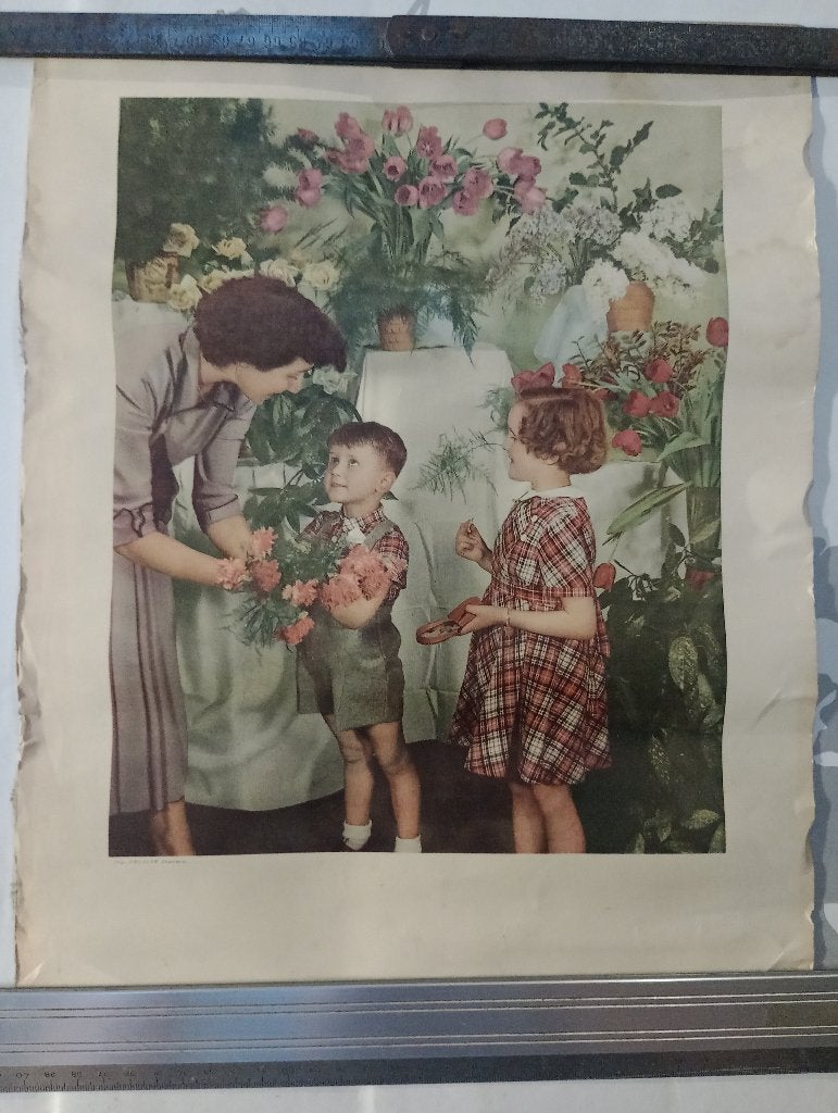 Affiche Vintage Fleuriste Enfants Imp. Delacre Charleroi, Collections, Enlèvement ou Envoi
