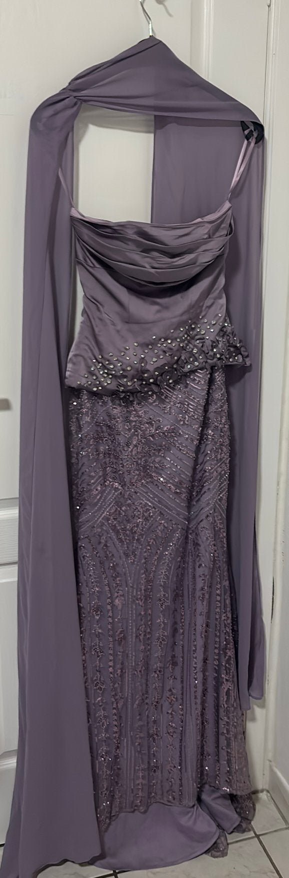 Paarse glitter avondjurk – elegante feestjurk, Ophalen, Galajurk, Paars, Nieuw