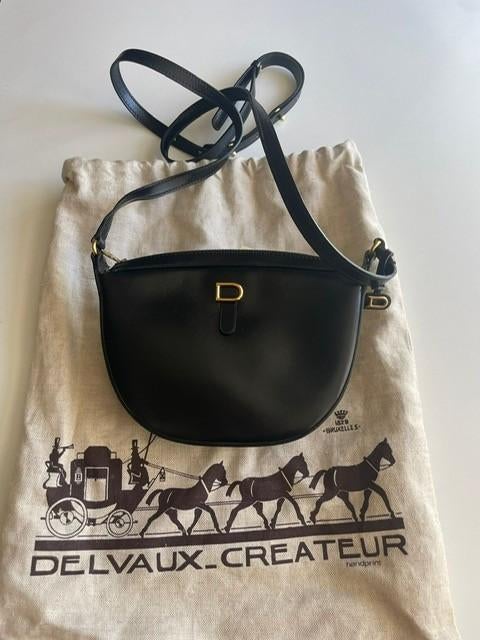 DELVAUX VINTAGE CROSSBODY/ SCHOUDERTAS, Ophalen, Zo goed als nieuw, Zwart, Leer