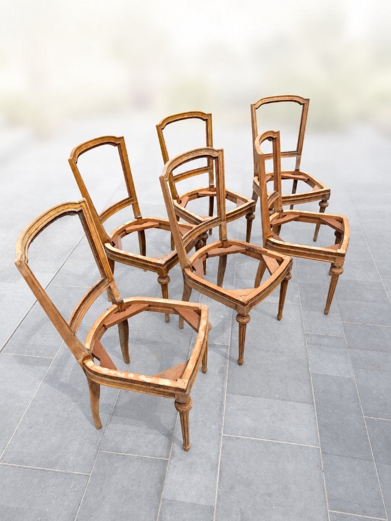 Lot de 6 chaises à regarnir, Louis XVI, Brun, Enlèvement, Bois