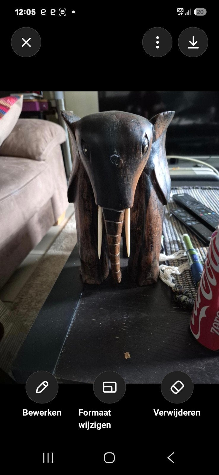 massieve olifant, Antiek en Kunst, Kunst | Beelden en Houtsnijwerken, Ophalen of Verzenden, Kunststof, Houtsnijwerk