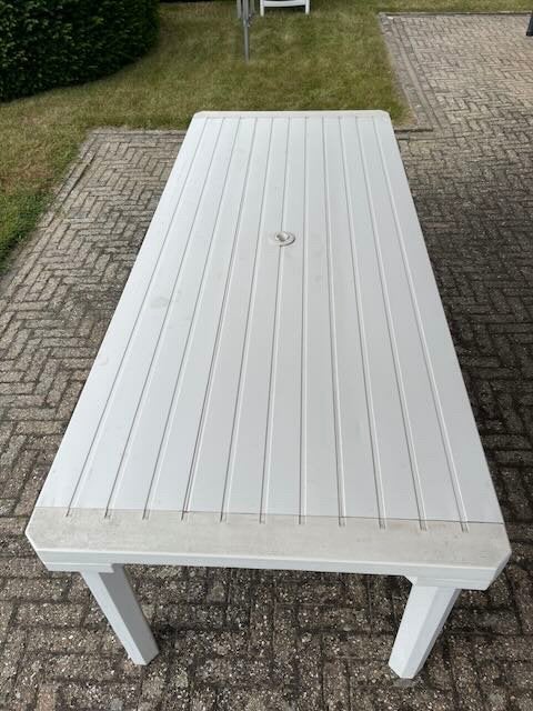 Table de jardin pour 8 à 10 personnes>moet vanwege verhuis, Jardin & Terrasse, Tables de jardin, Enlèvement, Utilisé, Rectangulaire