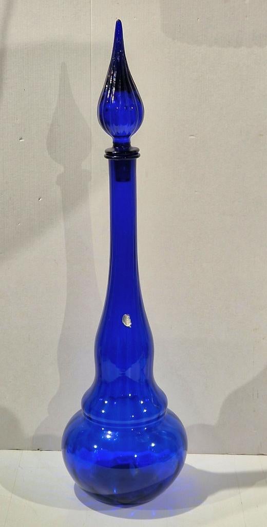63 cm hoge blauw kleur Empoli karaf decanter genie bottle,, Ophalen of Verzenden