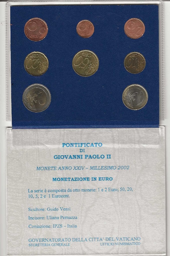 vaticaan 2002, Postzegels en Munten, Munten | Europa | Euromunten, Ophalen of Verzenden, Vaticaanstad, Overige waardes, Setje