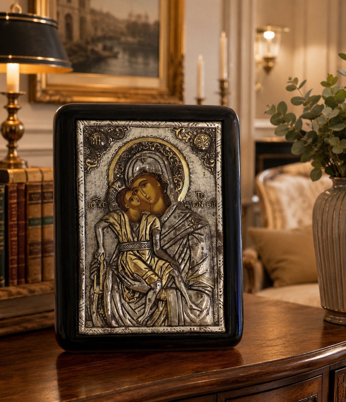 Grieks-Orthodoxe Icoon van Maria met Kind – Handgemaakt, Ophalen of Verzenden