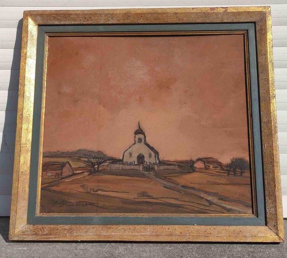 Technique mixte sur panneau signe jos dufour, Antiek en Kunst, Ophalen of Verzenden