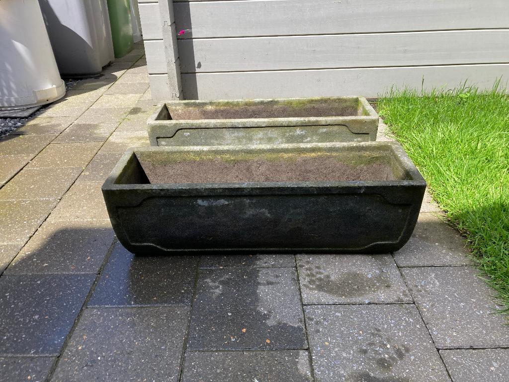 Rechthoekige betonnen bloembakken, Tuin en Terras, Ophalen, Gebruikt, Minder dan 30 cm, 60 tot 100 cm