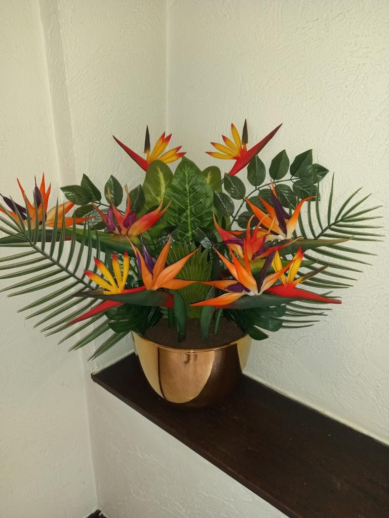 Oiseaux du paradis avec pot doré,intérieur et extérieur, Enlèvement, Doré
