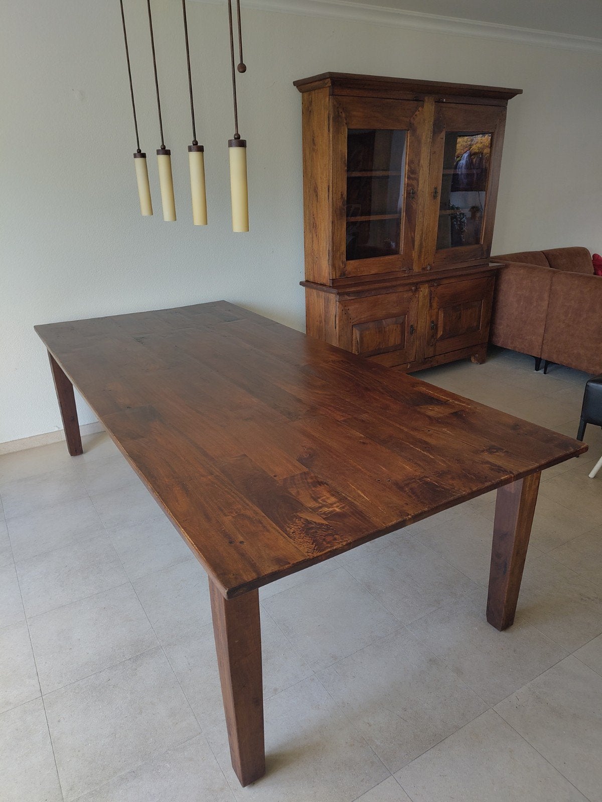 Mooie houten vitrinekast en eettafel (ook los te koop), Ophalen, Met deur(en), 200 cm of meer, 150 tot 200 cm