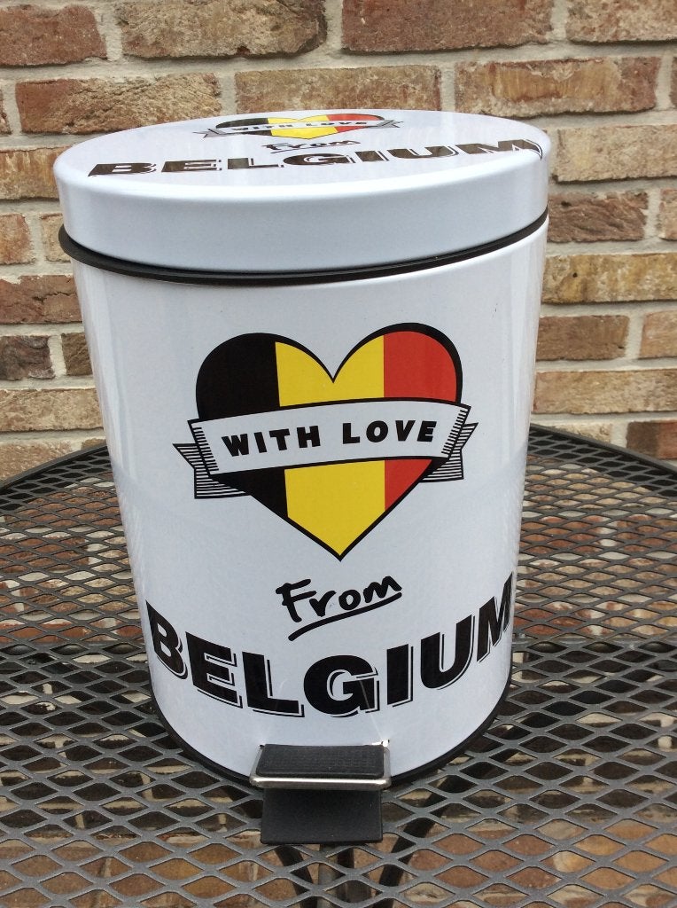 NIEUW VUILBAKJE " WITH LOVE FROM BELGIUM ", Huis en Inrichting, Woonaccessoires | Prullenbakken, Ophalen of Verzenden, Nieuw, Metaal