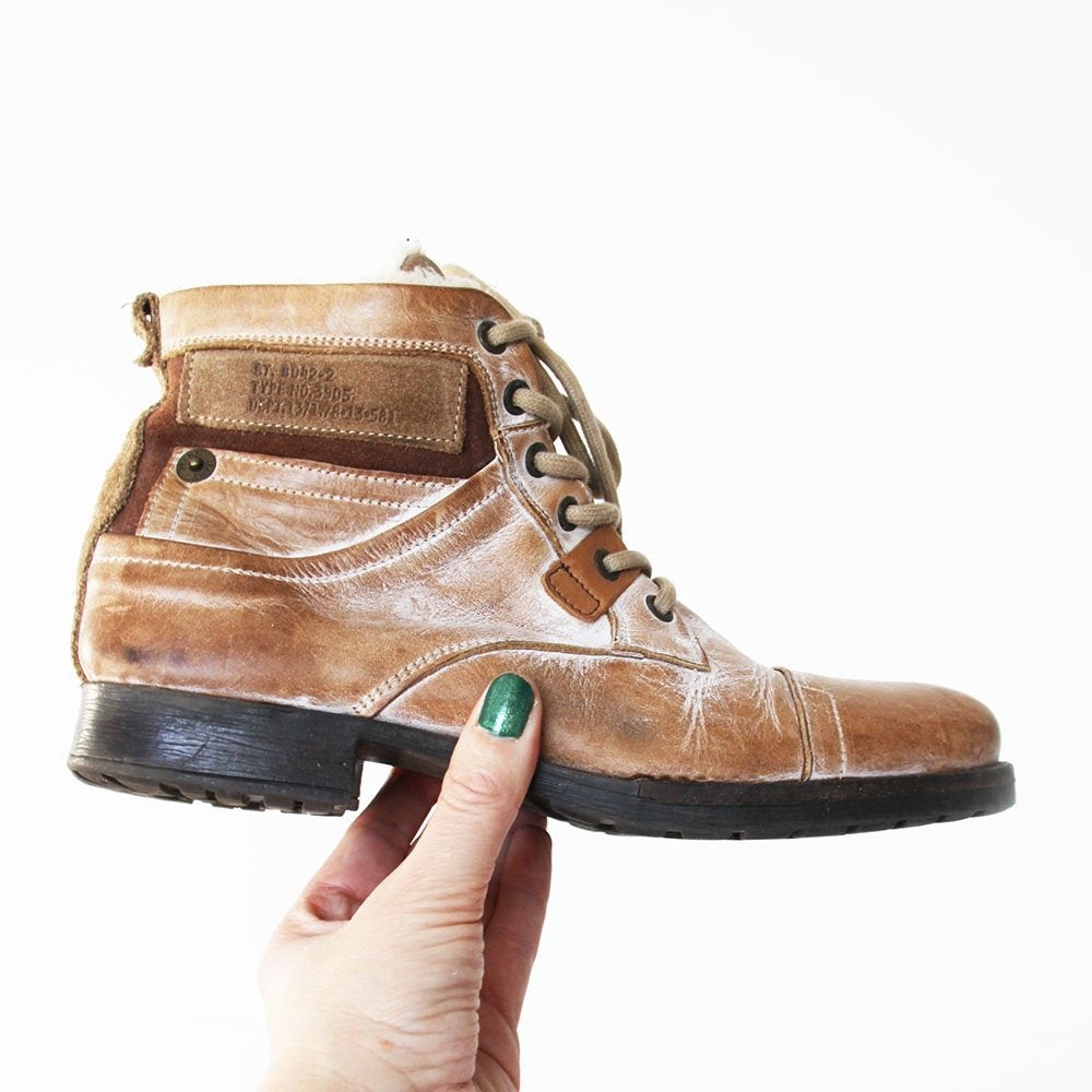 Chaussures authentiques en cuir rembourré s9 (taille41) €70-, Enlèvement ou Envoi, Comme neuf, Brun, Boots et Botinnes
