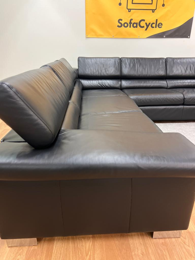 Design Ewald Schillig - Assise d'angle en cuir véritable, Enlèvement ou Envoi, Comme neuf, SofaCycle, Info@sofacycle.be