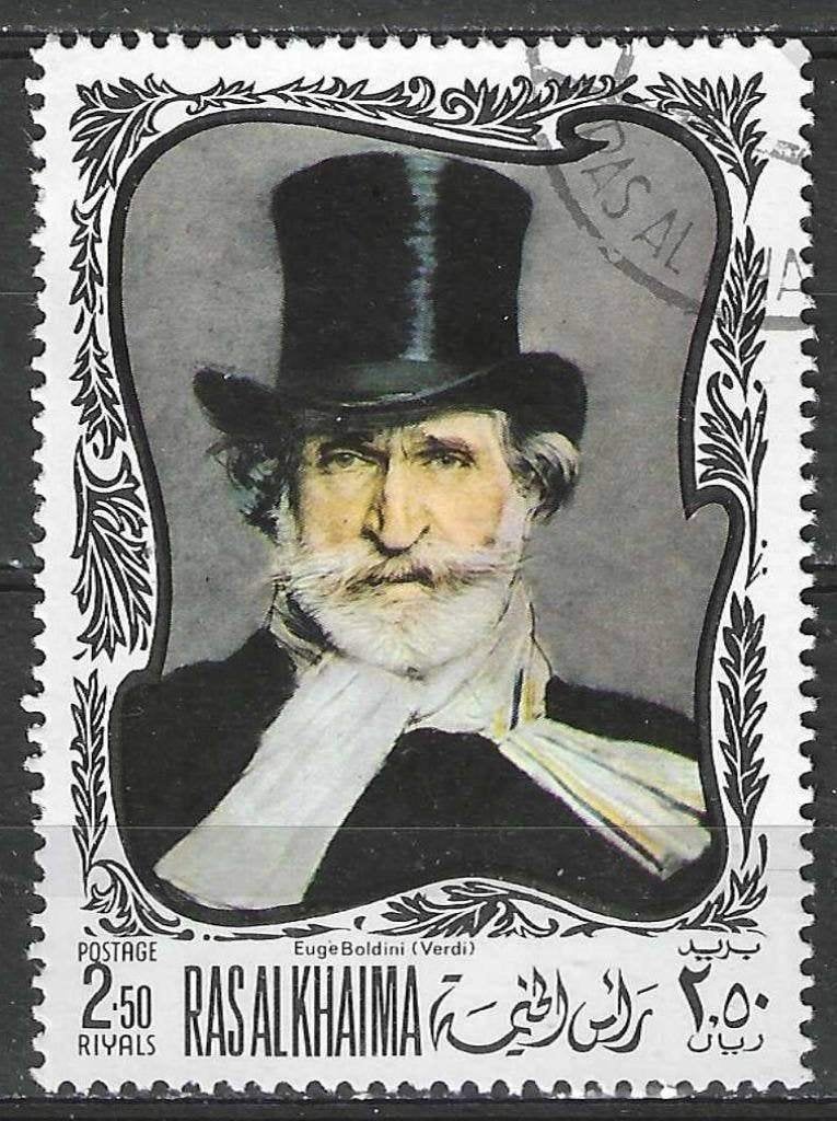 Ras El Khaïma 1969 - Stampworld 296 - Mozart - 2.50 R. (ST), Envoi, Affranchi