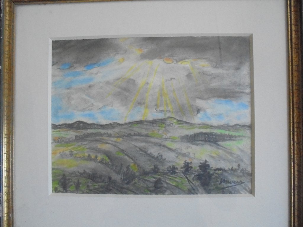 Jos Mous  1896 - 1968   Aquarel  Heuvellandschap, Antiek en Kunst, Verzenden