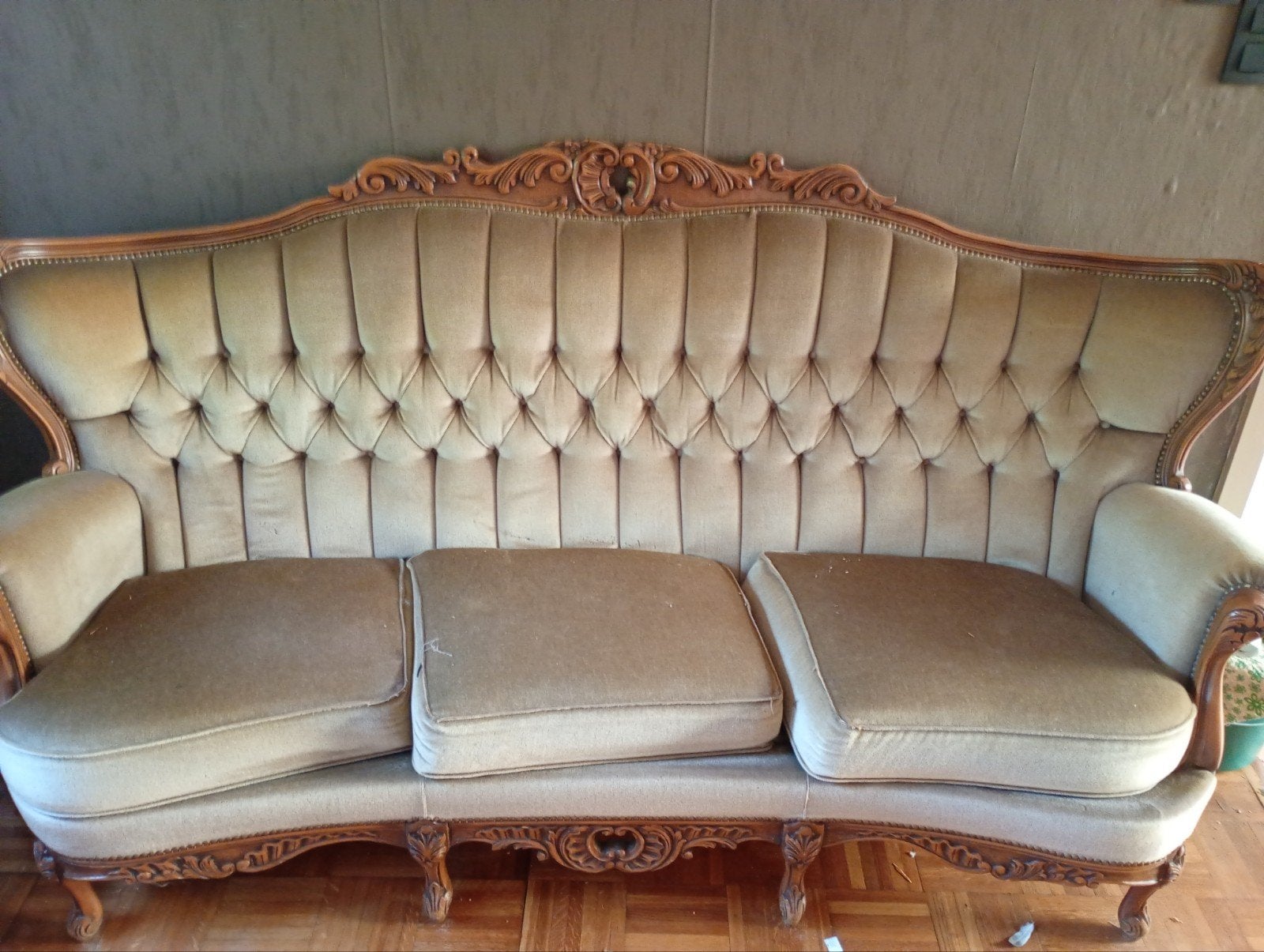 Vintage beige salon, Huis en Inrichting, Zetels | Zetels en Chaises Longues, Ophalen