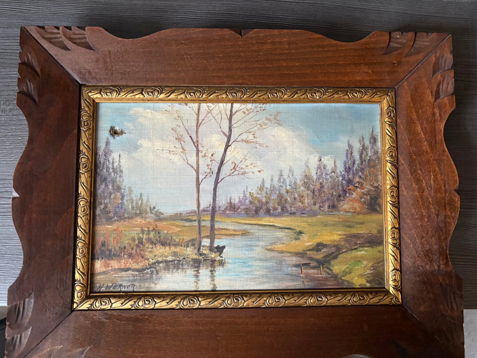 Peinture  sur toile, signée, Antiquités & Art, Art | Peinture | Classique, Peinture à l'huile, Paysage, Signé, Enlèvement