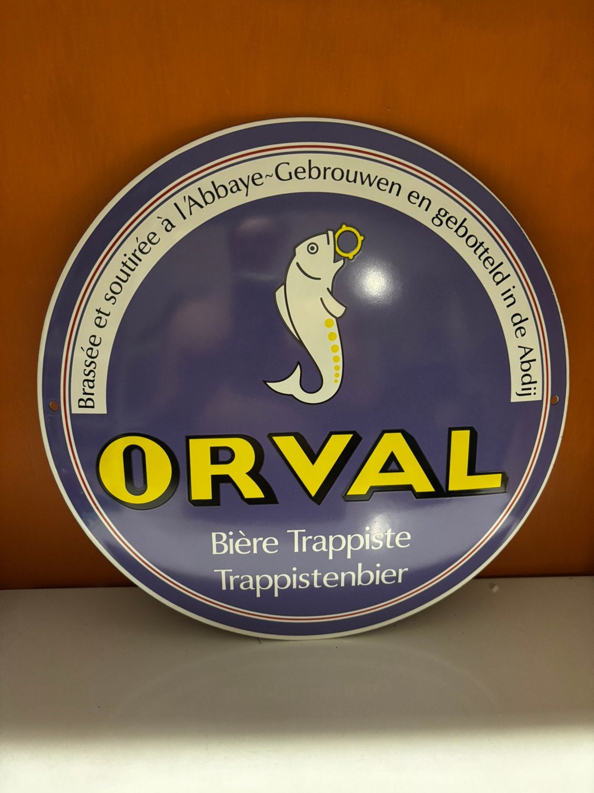 Orval emaille bord met een diameter van 30 cm, Antiek en Kunst, Ophalen of Verzenden