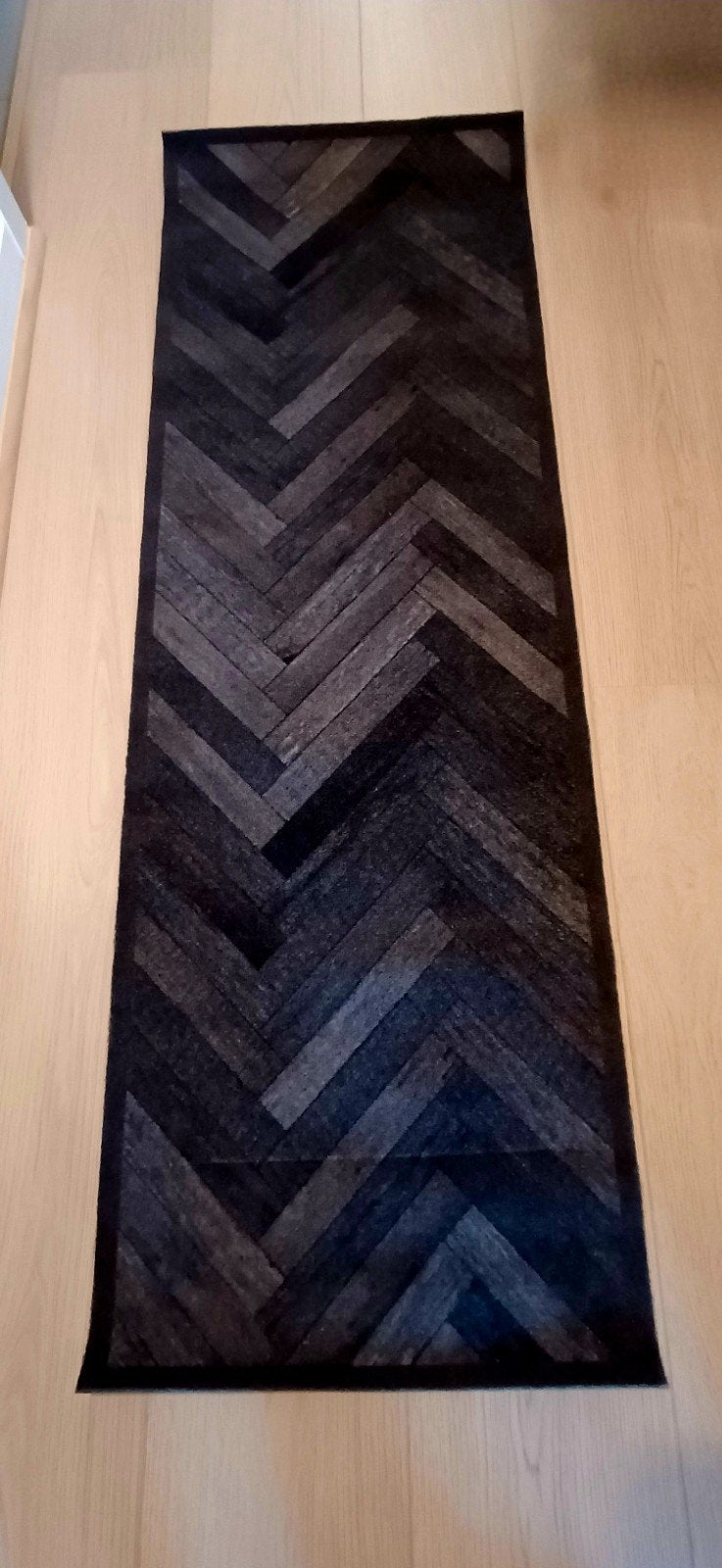 Nieuwe loper in visgraat motief, Ophalen of Verzenden, Zwart