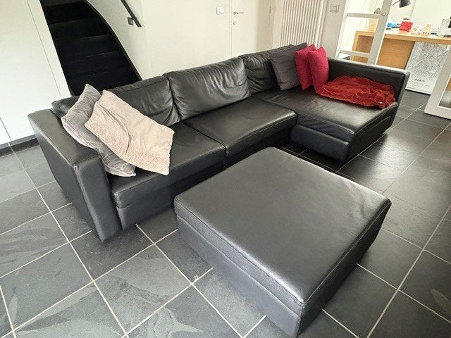 Lederen salon, Ophalen, 250 tot 300 cm, Gebruikt, 125 tot 150 cm