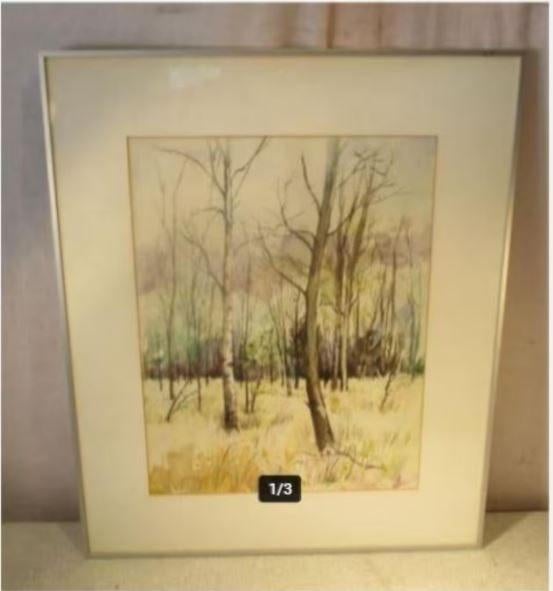 Mooi Geschilderd aquarel 'Winter in de Kempen' - Wuyts M, Ophalen of Verzenden