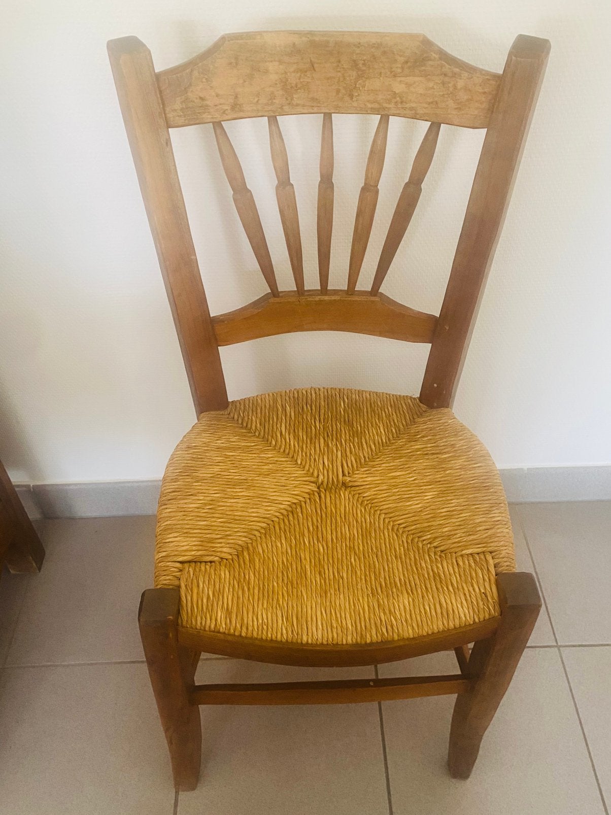 Lot de 6 chaises campagnarde ( bois et paille), Enlèvement