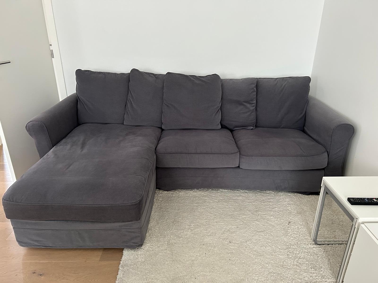 Grijze IKEA Zetel met opbergvak + groene hoezen, Ophalen, Gebruikt, Groen