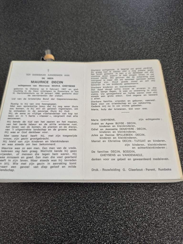 Bidprentjes Oekene, Ophalen of Verzenden