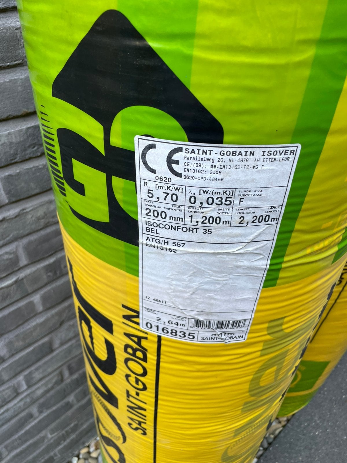 Isover Isoconfort 35 Glaswol Isolatierol – 200 mm dik, Doe-het-zelf en Bouw, Isolatie en Afdichting, Ophalen, Zo goed als nieuw