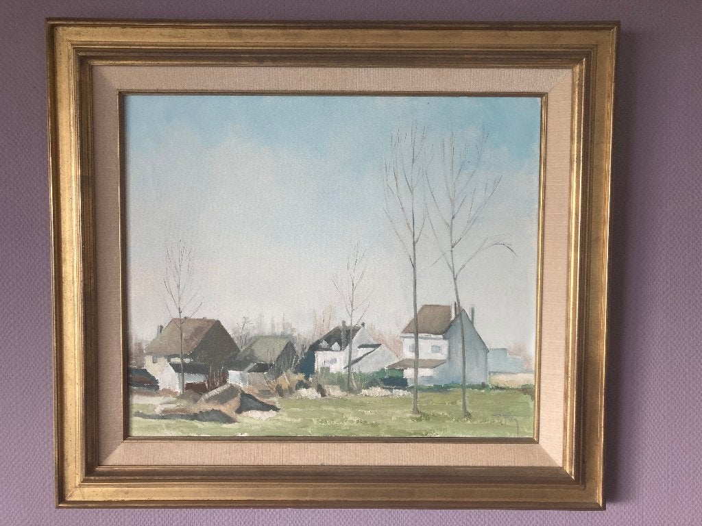Olieverf op doek, Antiek en Kunst, Ophalen, Doek, Realistisch, Gesigneerd