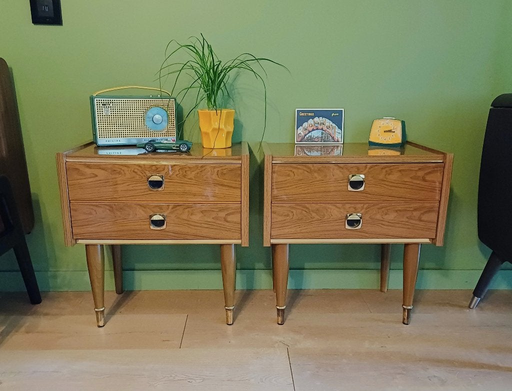 Prachtige set vintage nachtkastjes jaren 60, Ophalen