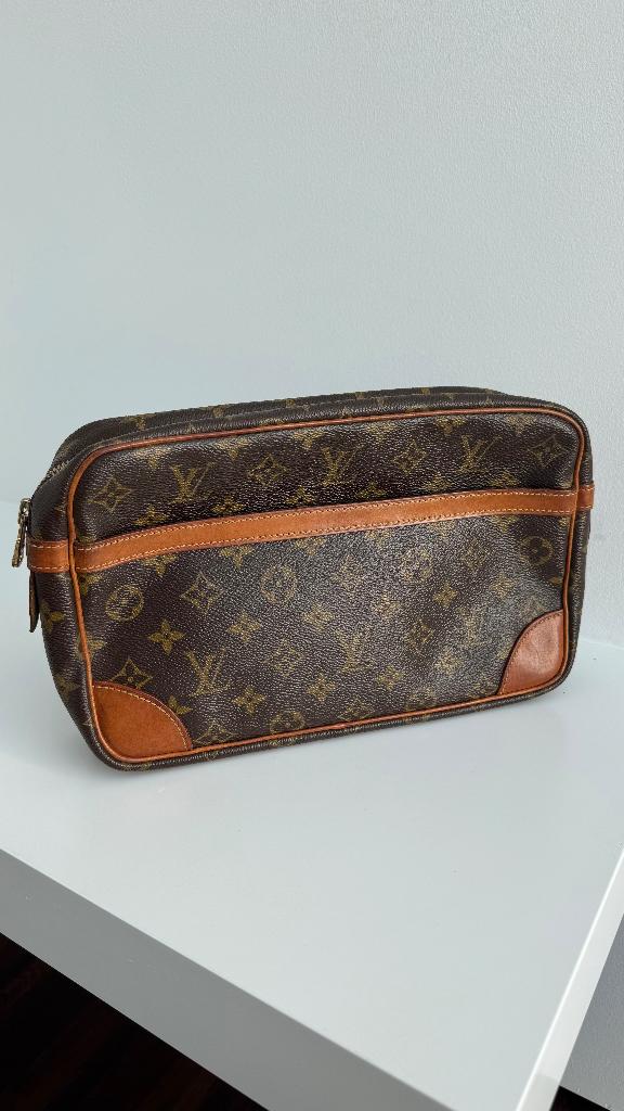 Vintage Louis Vuitton Compiegne 28 Pouch Clutch, Ophalen of Verzenden, Gebruikt, Bruin, Overige typen