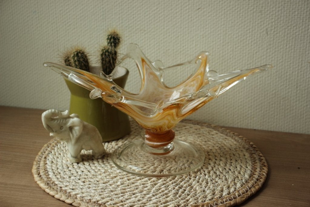 Vintage italiaans amber glas sterkom, Antiek en Kunst, Antiek | Glaswerk en Kristal, Ophalen of Verzenden