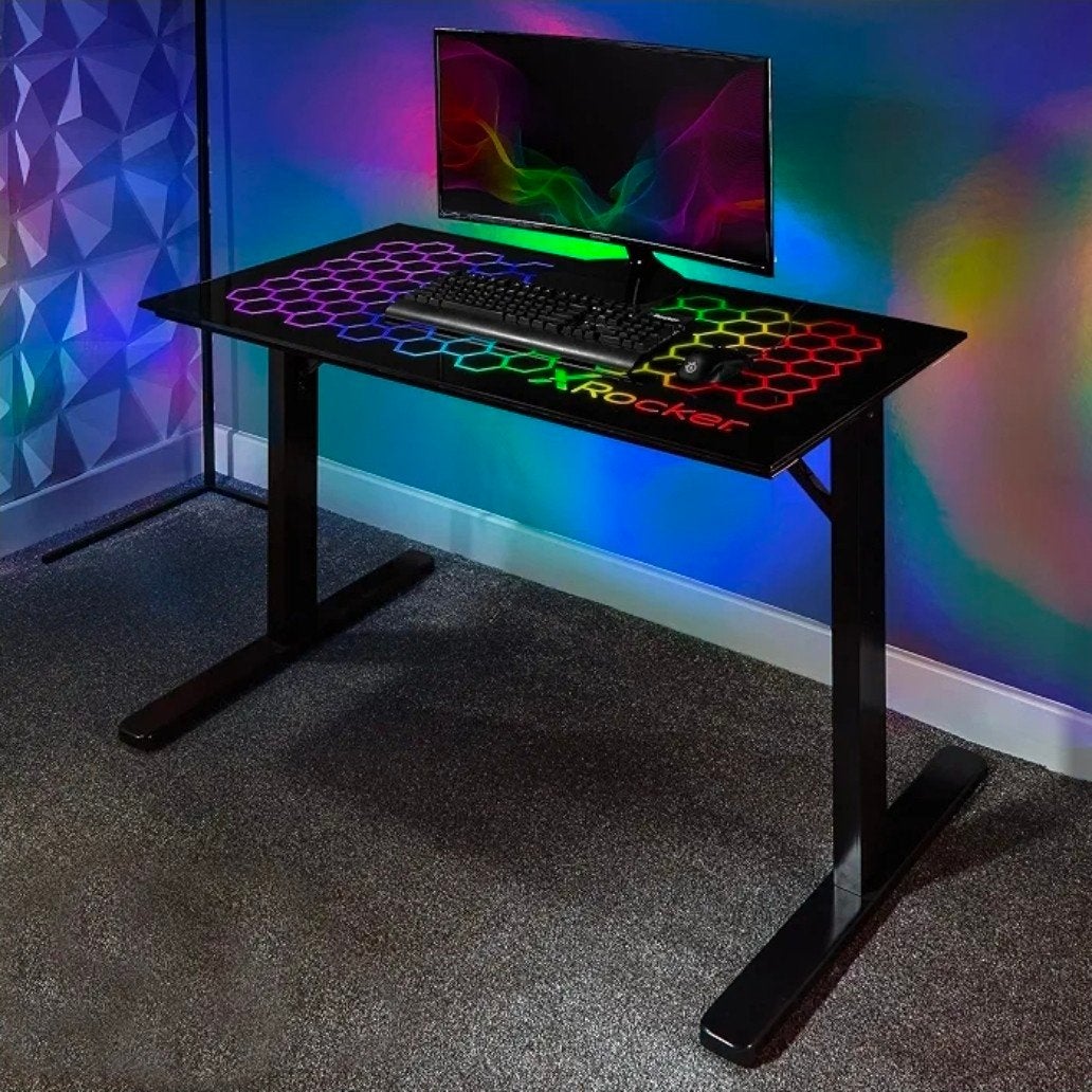 x rocker gaming desk met rgb lights, Ophalen