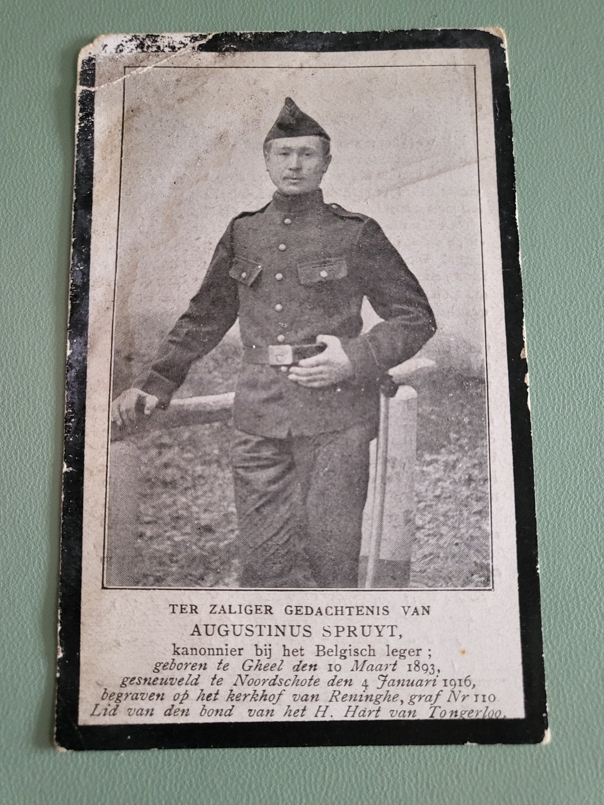 soldat Augustinus Spruyt artilleur, Enlèvement ou Envoi