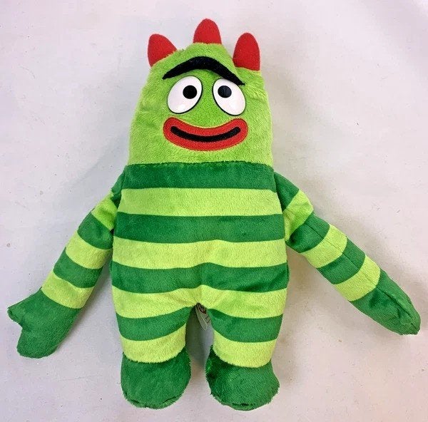 Ty Brobee Yo Gabba Gabba knuffelGroen Gestreept Hoorns 2012, Groen, Overige typen, Zo goed als nieuw, Middelgroot (20 tot 80 cm)