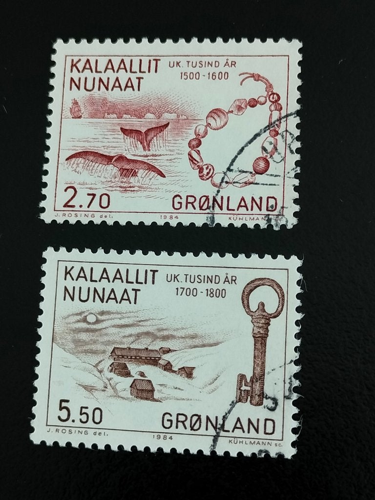 Groenland 1984 - baleine, collier de perles, clé mission, Envoi, Danemark, Affranchi