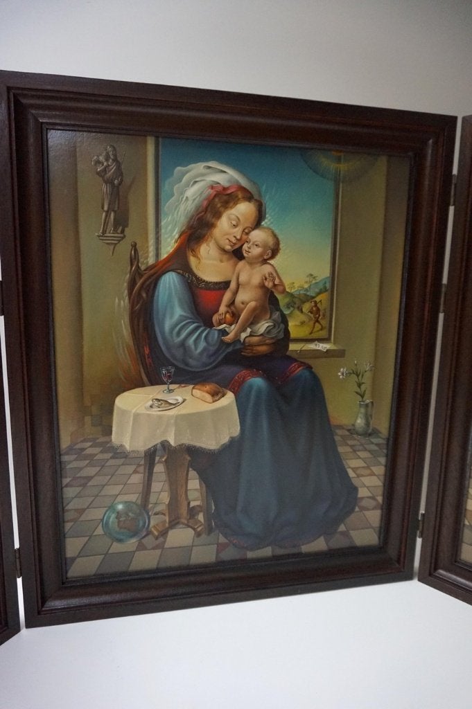 Maria met kind, geschilderd drieluik van Jean Relst, Ophalen