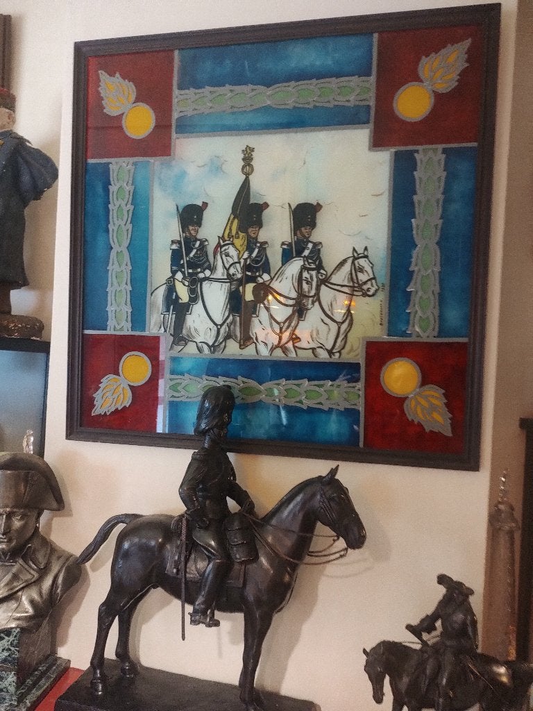 Groot geschilderd glasraam , Boulanger 1959 , Escorte Royal, Collections, Enlèvement