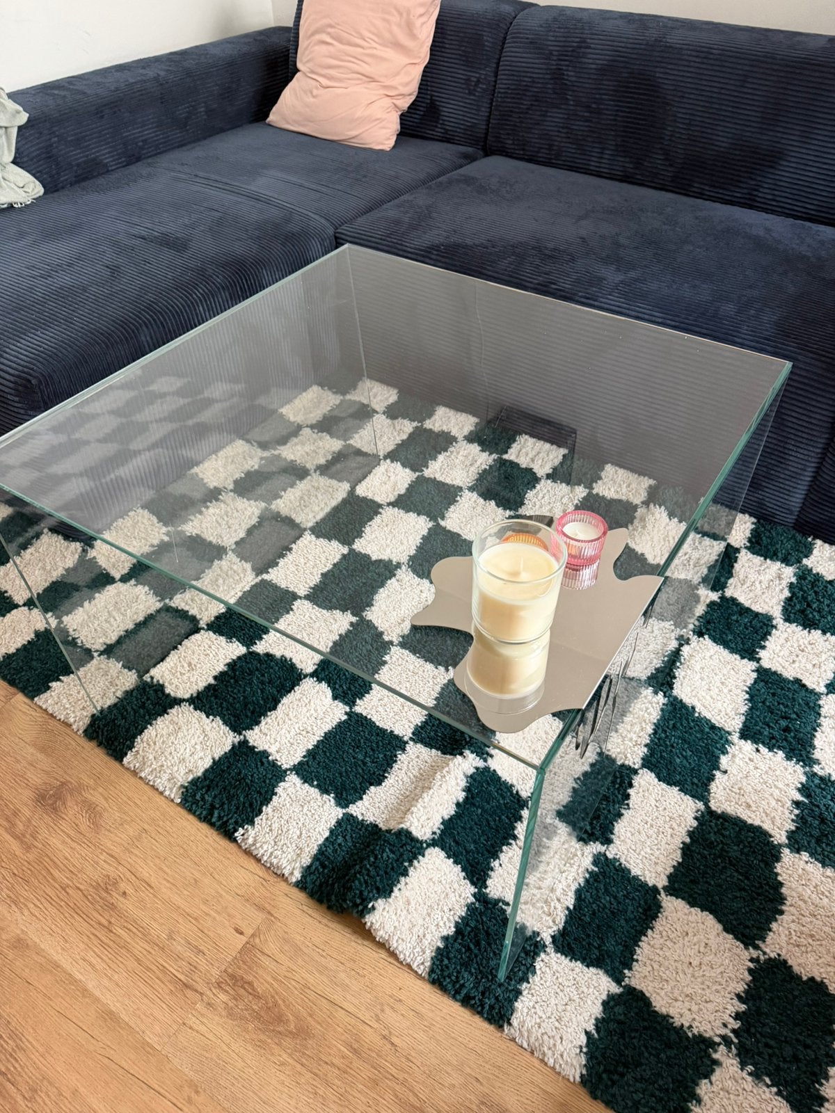 GLAZEN DESIGN SALONTAFEL GRATIS, Huis en Inrichting, Tafels | Salontafels, Ophalen, Gebruikt