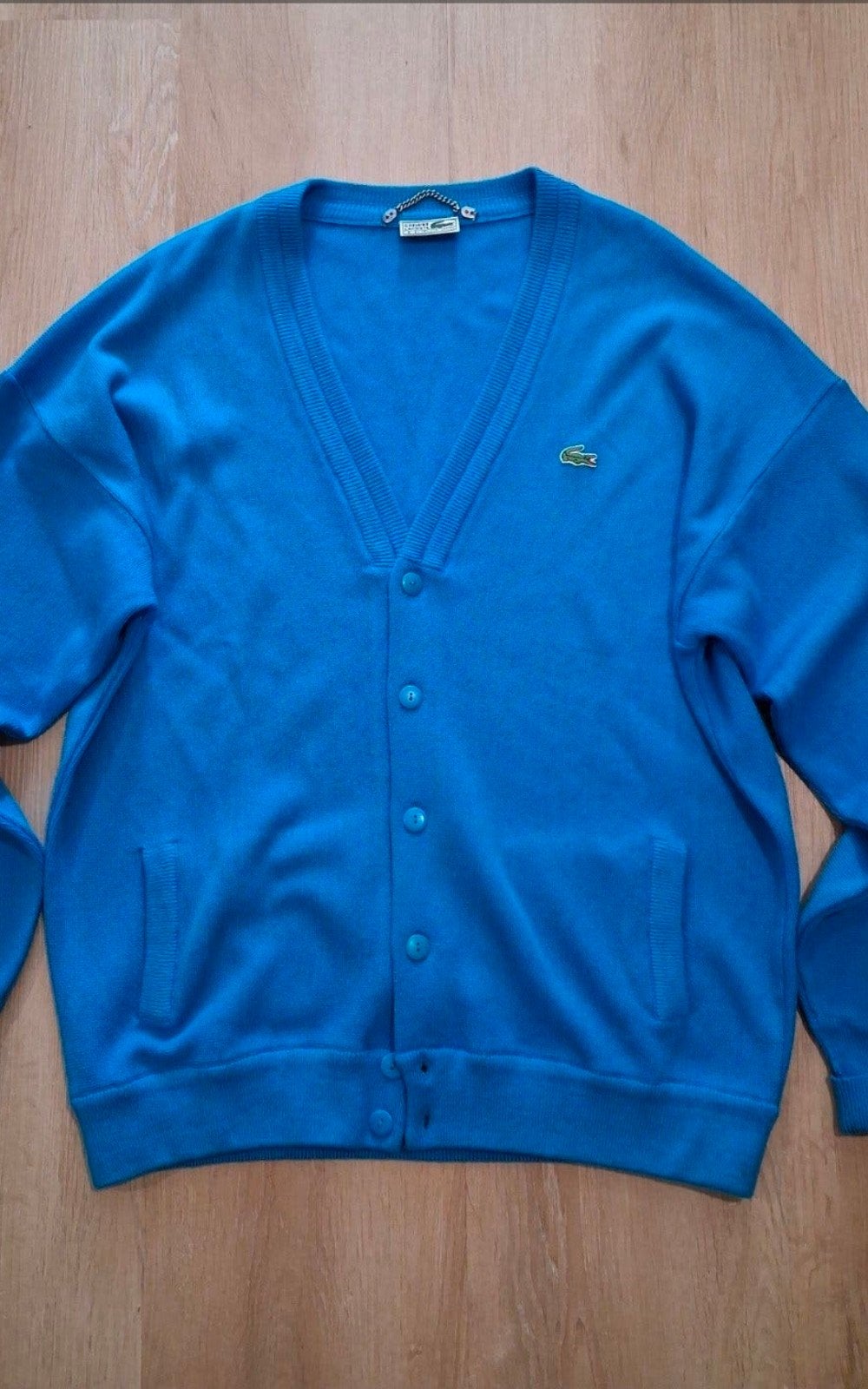 Origineel Vintage Lacoste Cardigan / Gebreid Vest Blauw, Kleding | Heren, Truien en Vesten, Maat 52/54 (L), Blauw, Lacoste, Ophalen of Verzenden