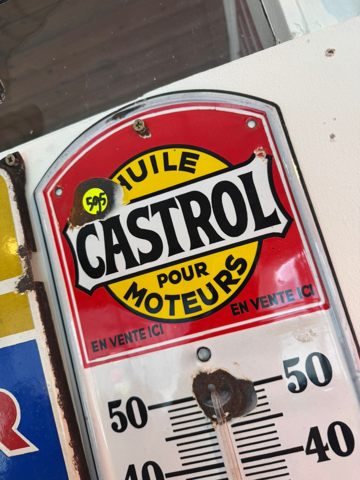 CASTROL oude emaille reclame thermometer, Antiek en Kunst, Ophalen of Verzenden