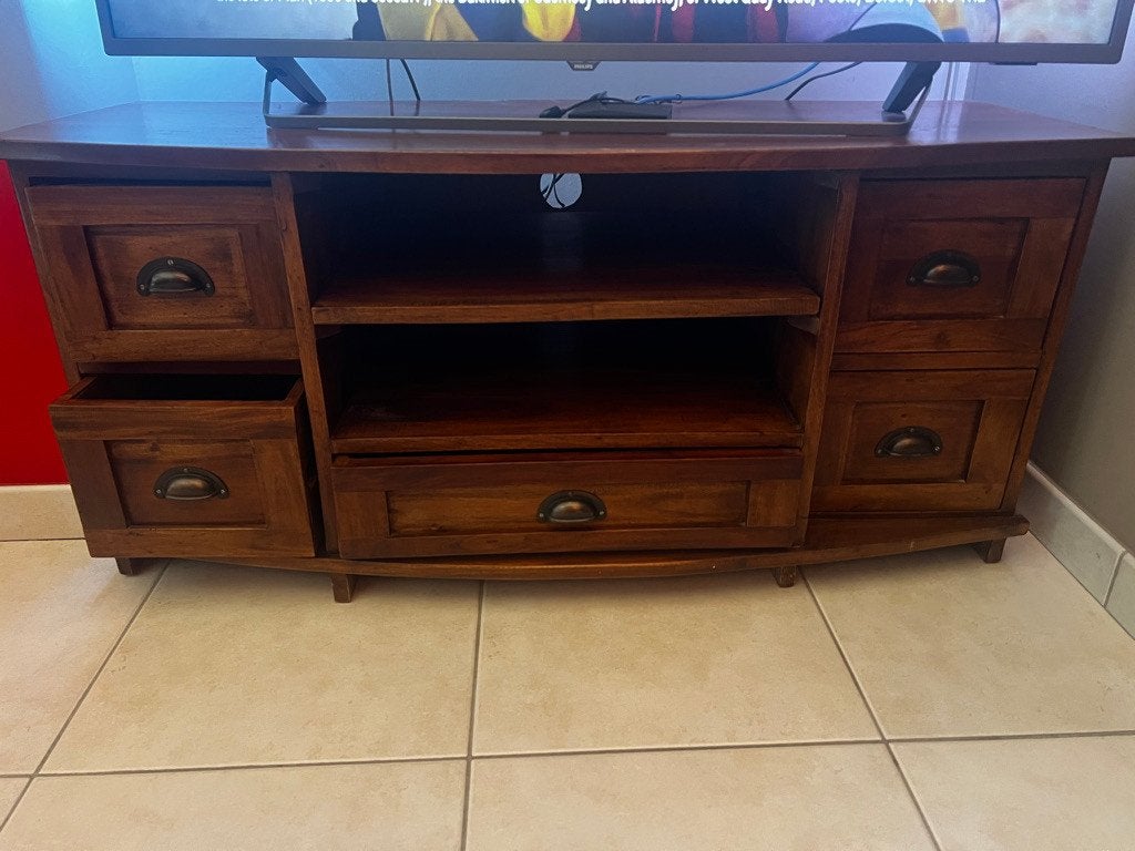 Prachtig massief houten (TEAK) TV-meubel, Ophalen, Teakhout