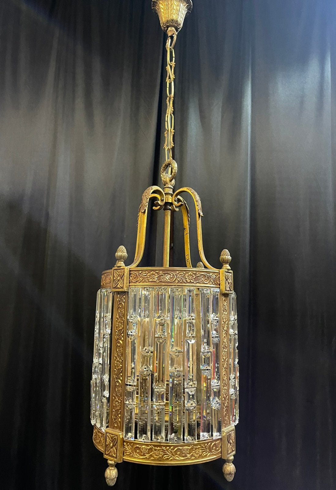 Zeldzame Bronzen lantaarn met kristal !, Antiek en Kunst, Ophalen