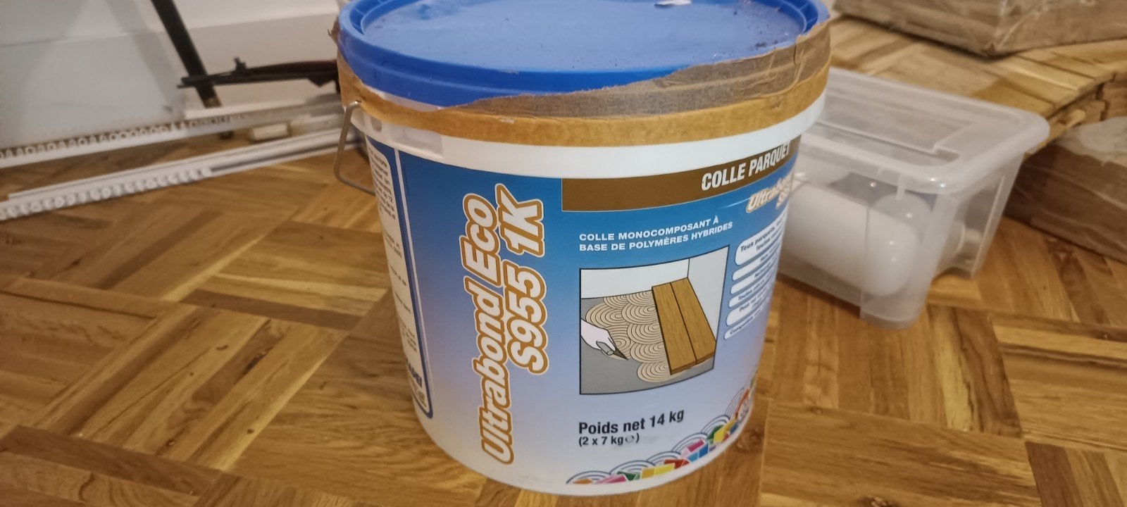 Kwaliteits parketlijm Mapei Ultrabond Eco S955 1K 14kg, Bricolage & Construction, Peinture, Vernis & Laque, 10 à 15 litres, Enlèvement