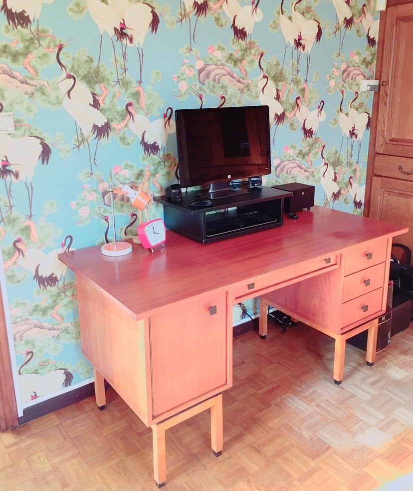 Vintage bureau, Ophalen, Zo goed als nieuw, Hout, Met lades