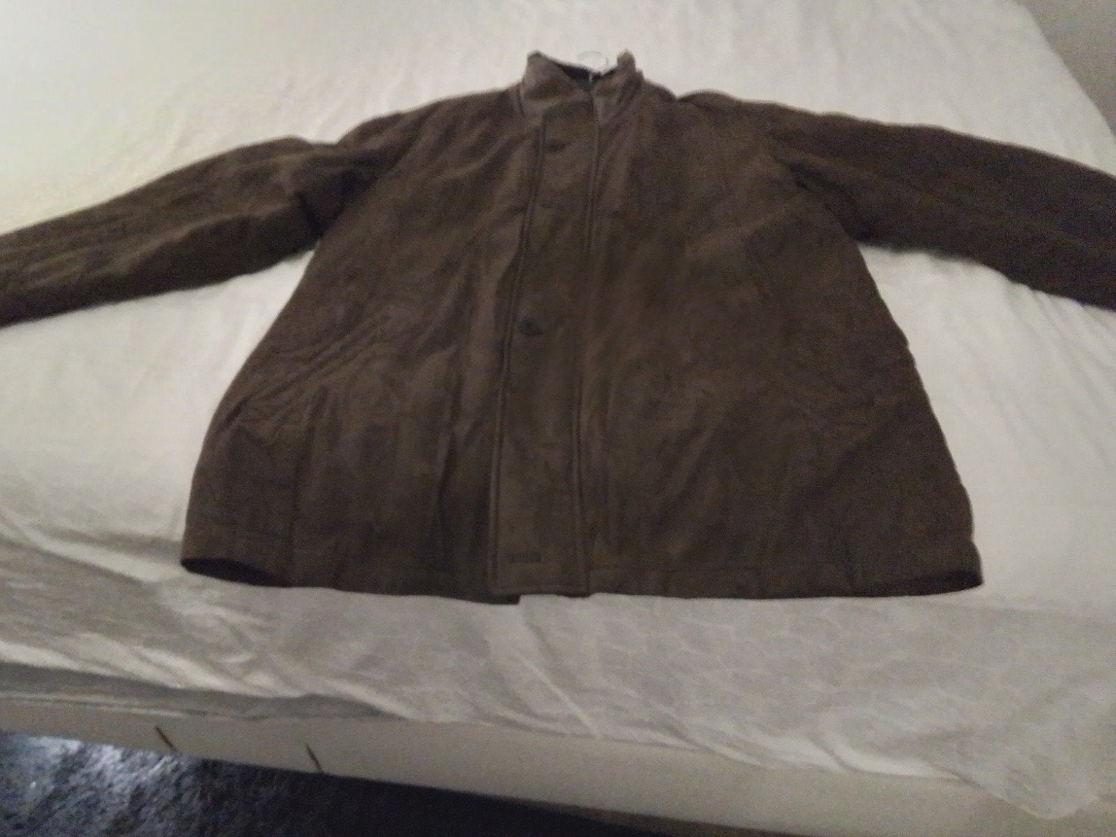 warme winterjas in bruine daim, Kleding | Heren, Ophalen, Maat 56/58 (XL)