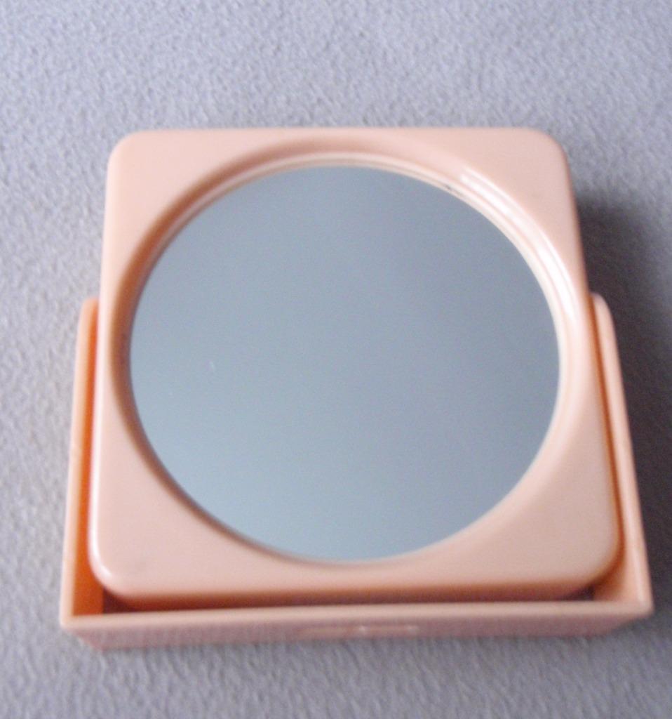 Vintage zalmroze make-up spiegel - dubbelzijdig, Ophalen, Zo goed als nieuw, Make-up