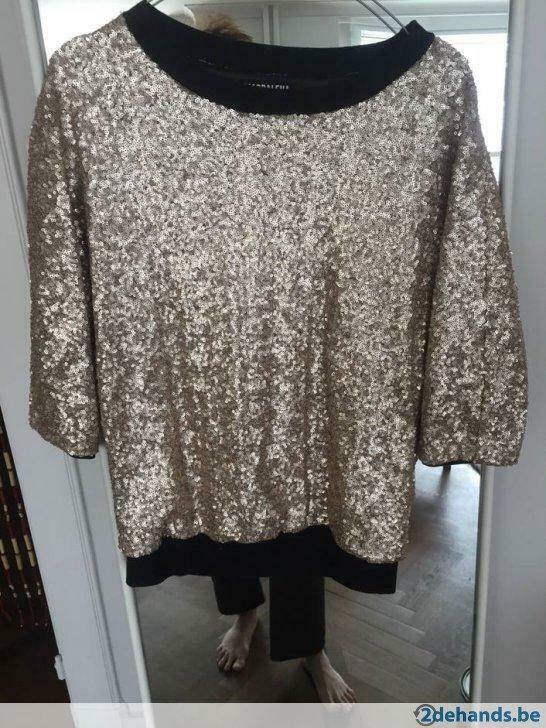 Gouden pailletten trui MAGDALENA, Porté, Taille 38/40 (M)