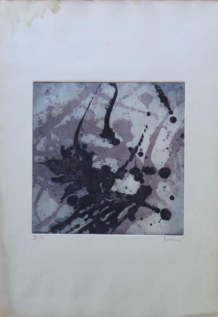 GÜNTHER KRAUS / ABSTRACTIE / KLEURETS / 50x35cm / SIG / 1960, Gesigneerd, Ophalen of Verzenden