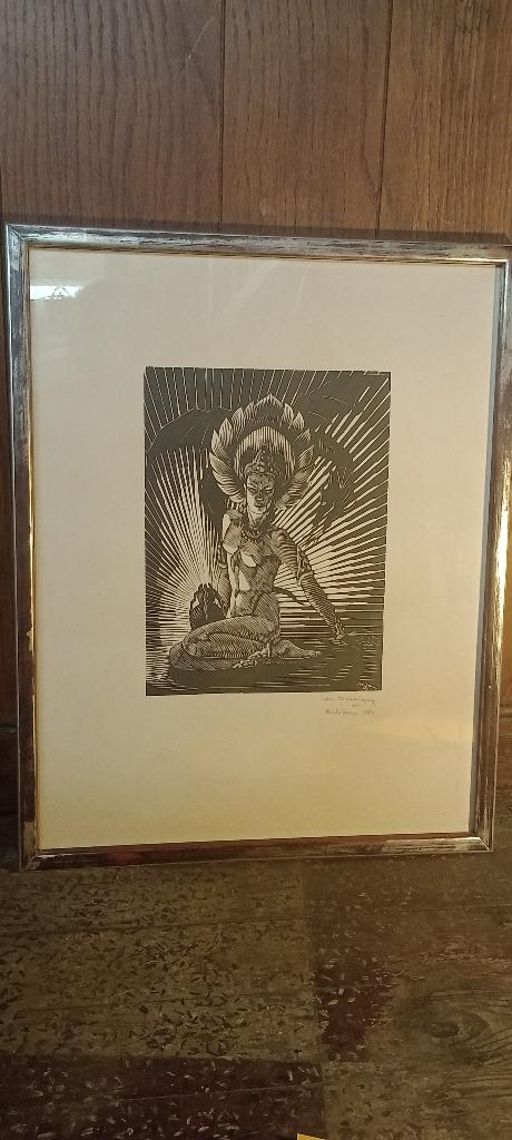 Gravure femme nue, signée Maurice Devicq 1948, 48x60, n589, Antiquités & Art, Art | Eaux-fortes & Gravures, Gravure, Mythologie